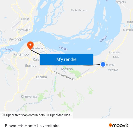 Bibwa to Home Universitaire map