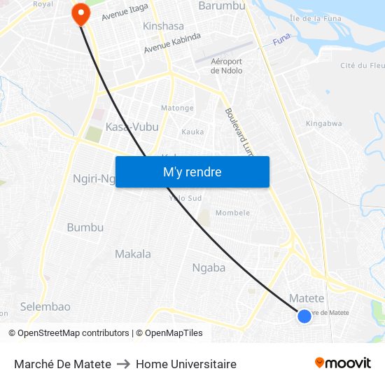 Marché De Matete to Home Universitaire map