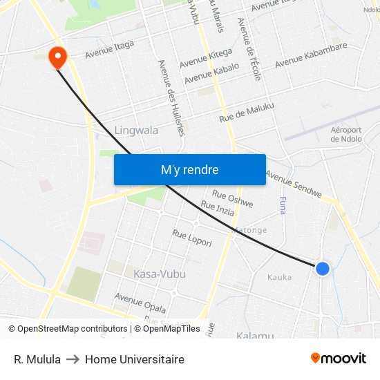 R. Mulula to Home Universitaire map