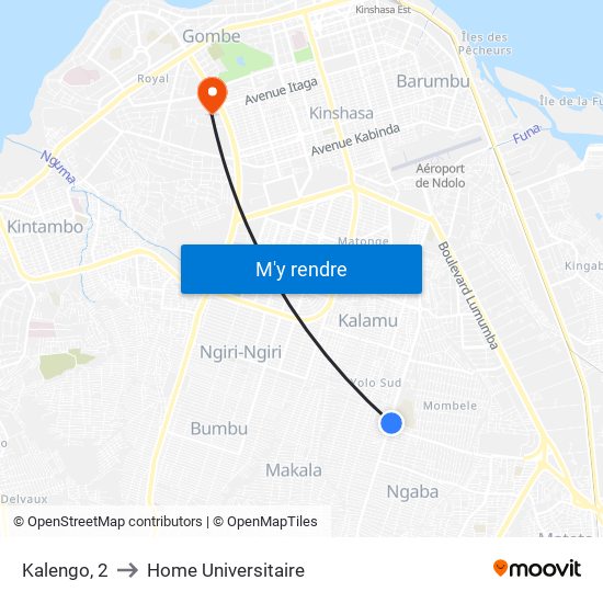 Kalengo, 2 to Home Universitaire map
