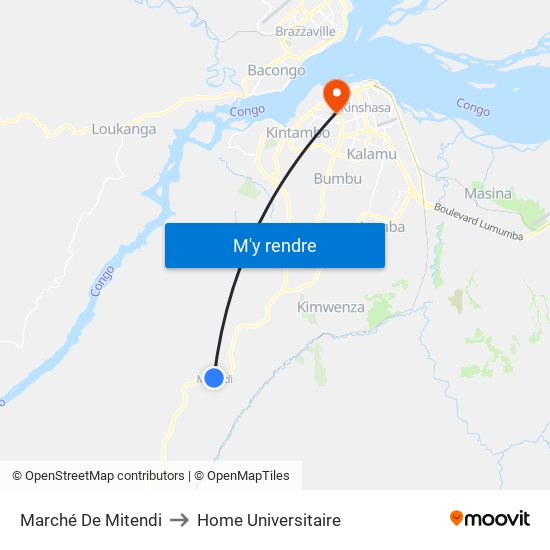 Marché De Mitendi to Home Universitaire map