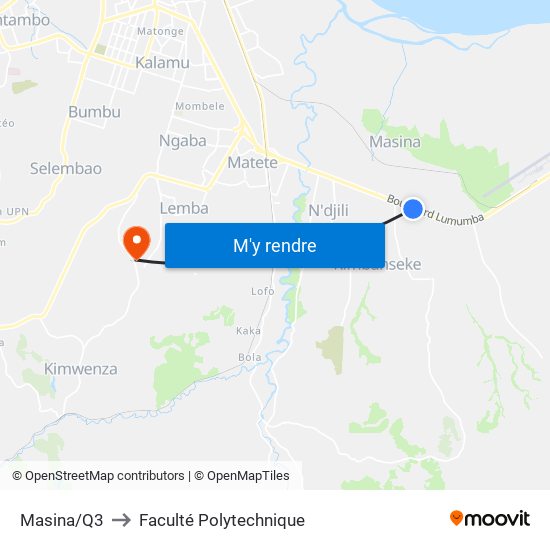 Masina/Q3 to Faculté Polytechnique map