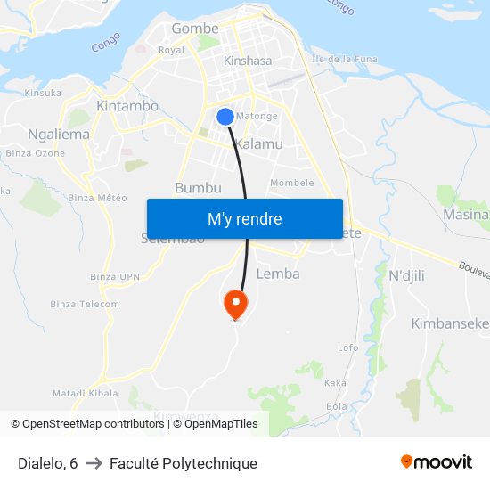 Dialelo, 6 to Faculté Polytechnique map