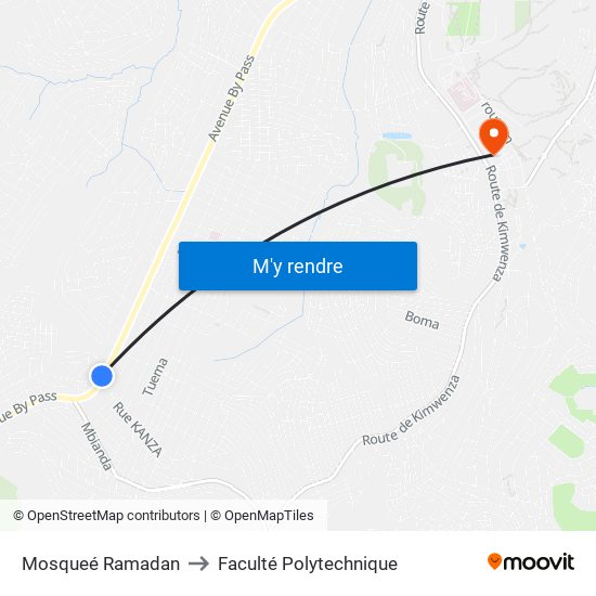 Mosqueé Ramadan to Faculté Polytechnique map