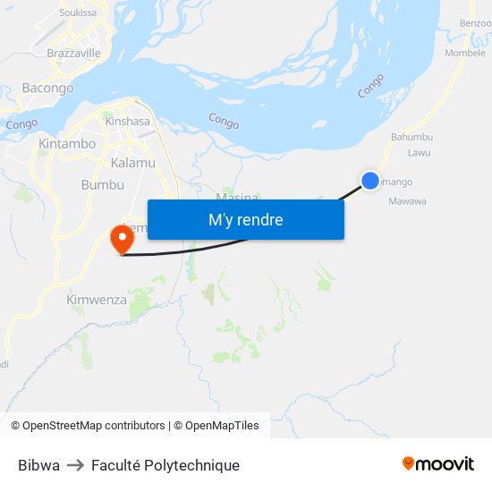 Bibwa to Faculté Polytechnique map