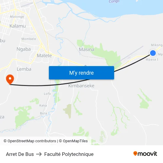 Arret De Bus to Faculté Polytechnique map
