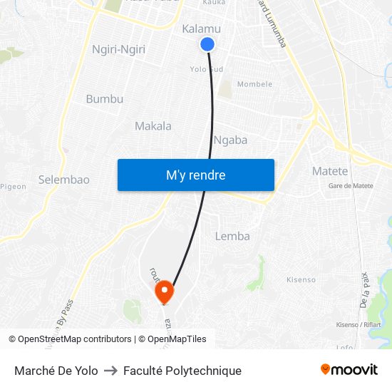 Marché De Yolo to Faculté Polytechnique map