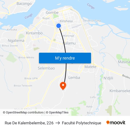 Rue De Kalembelembe, 226 to Faculté Polytechnique map