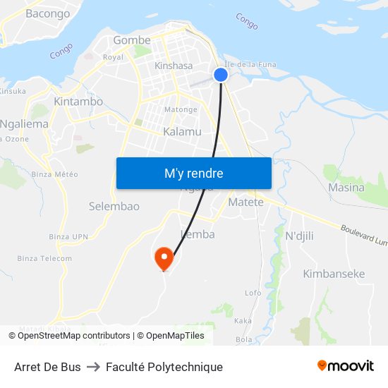 Arret De Bus to Faculté Polytechnique map