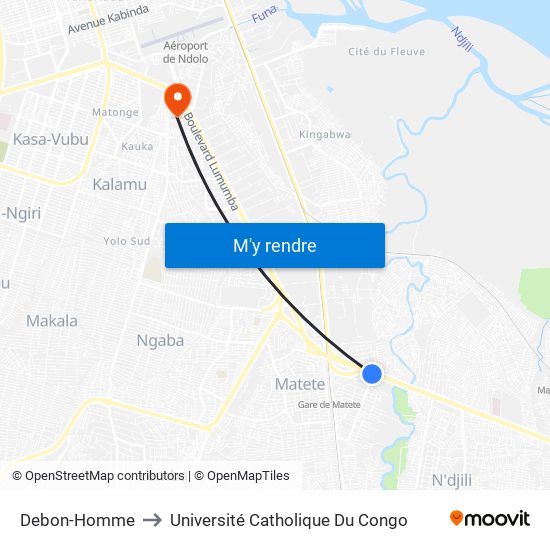 Debon-Homme to Université Catholique Du Congo map