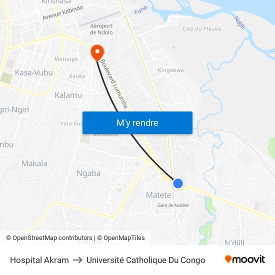 Hospital Akram to Université Catholique Du Congo map
