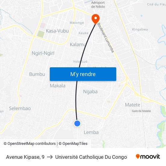 Avenue Kipase, 9 to Université Catholique Du Congo map