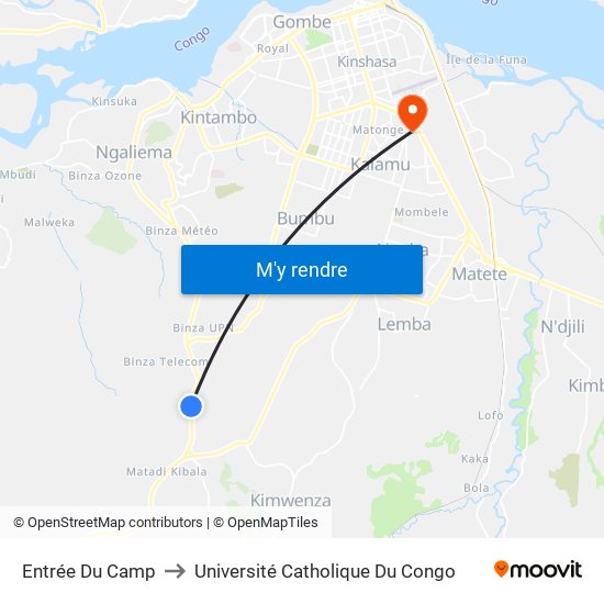 Entrée Du Camp to Université Catholique Du Congo map