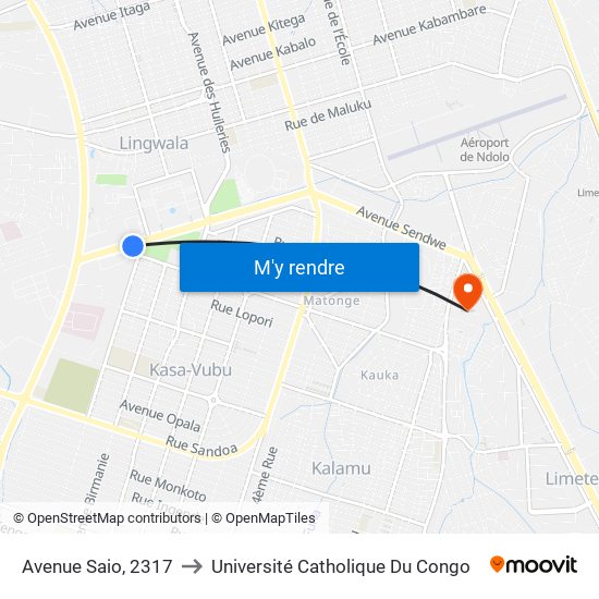 Avenue Saio, 2317 to Université Catholique Du Congo map