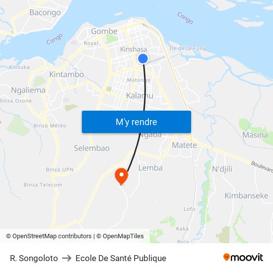 R. Songoloto to Ecole De Santé Publique map
