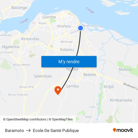 Baramoto to Ecole De Santé Publique map