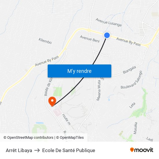Arrêt Libaya to Ecole De Santé Publique map