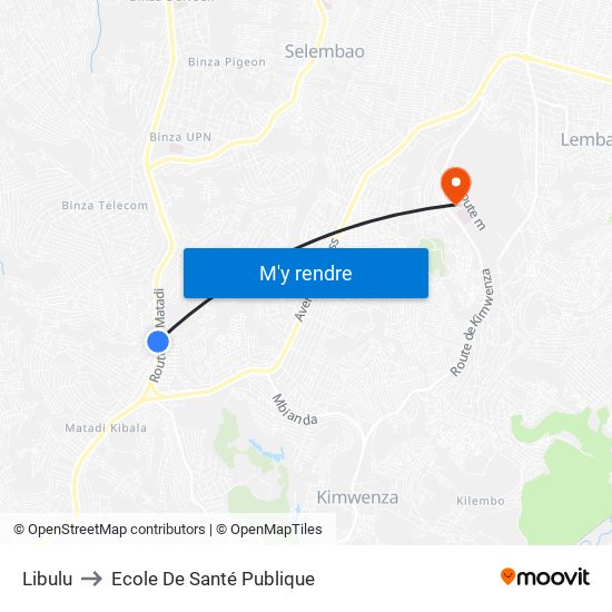 Libulu to Ecole De Santé Publique map