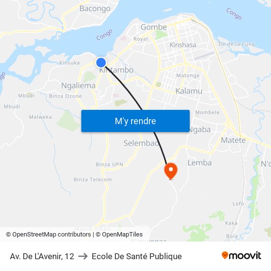 Av. De L'Avenir, 12 to Ecole De Santé Publique map