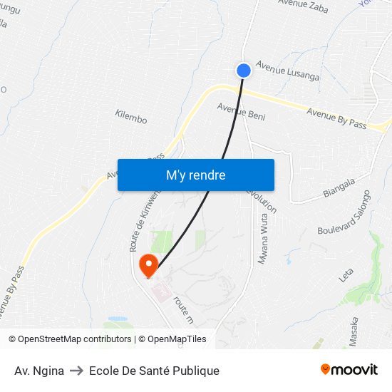 Av. Ngina to Ecole De Santé Publique map