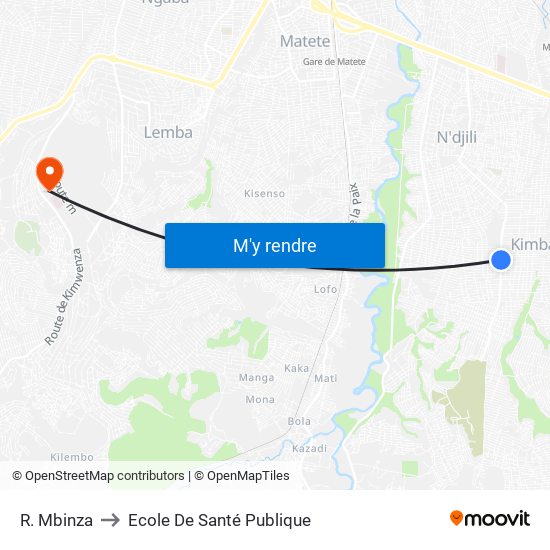 R. Mbinza to Ecole De Santé Publique map