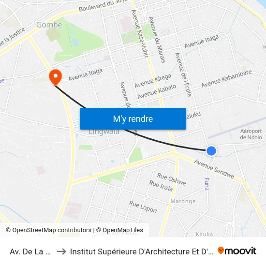 Av. De La Funa to Institut Supérieure D'Architecture Et D'Urbanisme map