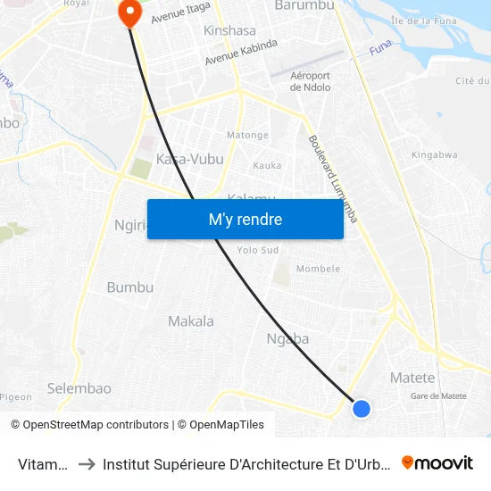 Vitamine to Institut Supérieure D'Architecture Et D'Urbanisme map