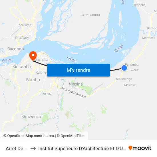 Arret De Bus to Institut Supérieure D'Architecture Et D'Urbanisme map