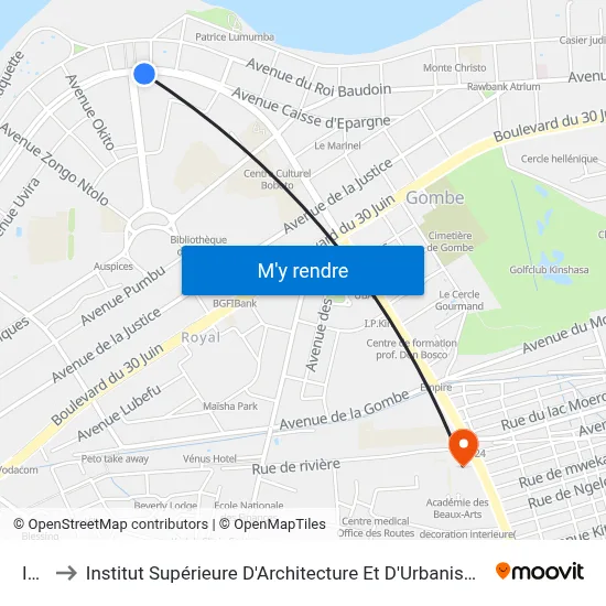 Isp to Institut Supérieure D'Architecture Et D'Urbanisme map