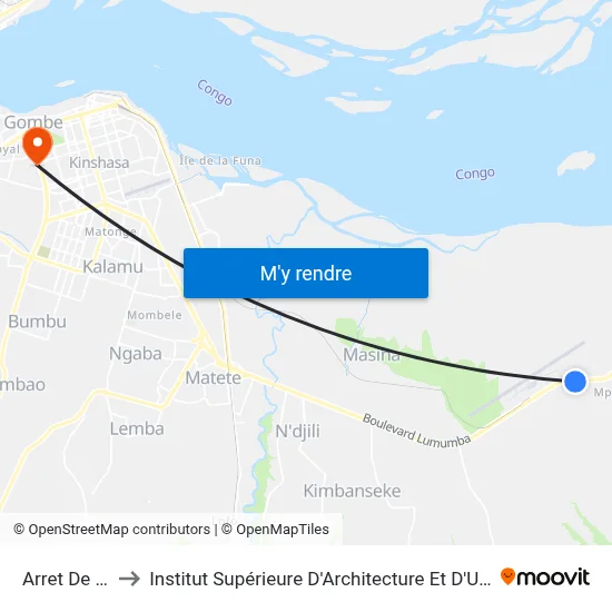 Arret De Bus to Institut Supérieure D'Architecture Et D'Urbanisme map