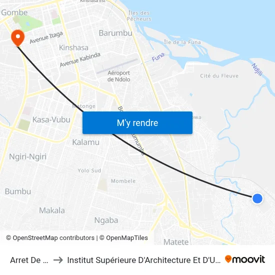 Arret De Bus to Institut Supérieure D'Architecture Et D'Urbanisme map