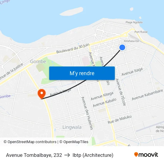 Avenue Tombalbaye, 232 to Ibtp (Architecture) map