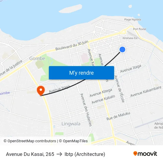 Avenue Du Kasai, 265 to Ibtp (Architecture) map