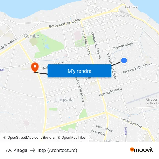 Av. Kitega to Ibtp (Architecture) map
