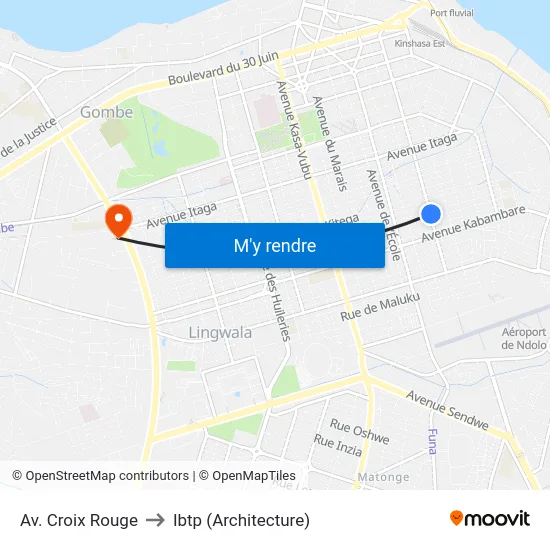 Av. Croix Rouge to Ibtp (Architecture) map