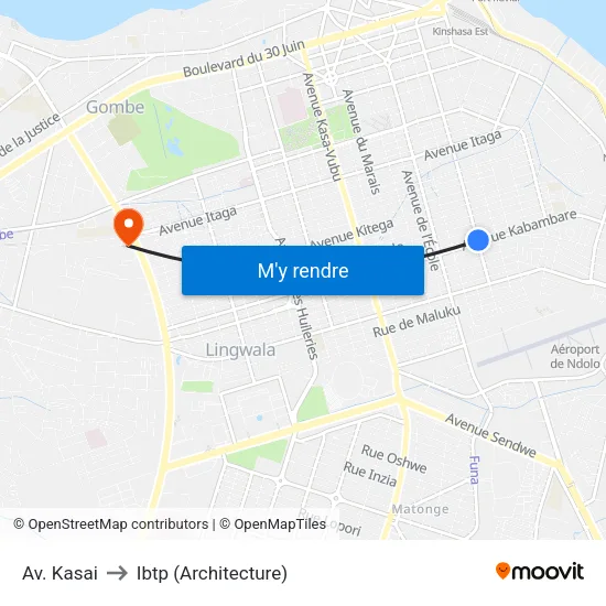 Av. Kasai to Ibtp (Architecture) map