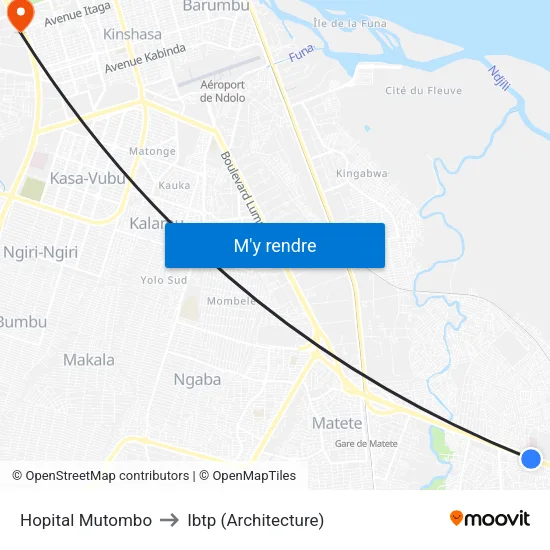 Hopital Mutombo to Ibtp (Architecture) map