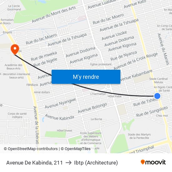 Avenue De Kabinda, 211 to Ibtp (Architecture) map