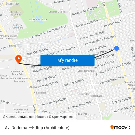 Av. Dodoma to Ibtp (Architecture) map
