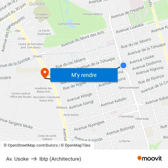 Av. Usoke to Ibtp (Architecture) map
