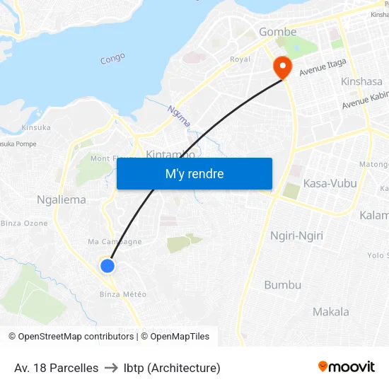 Av. 18 Parcelles to Ibtp (Architecture) map