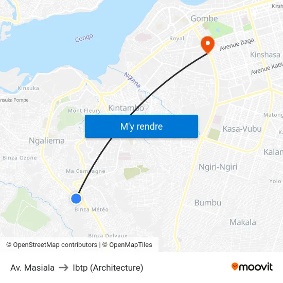 Av. Masiala to Ibtp (Architecture) map