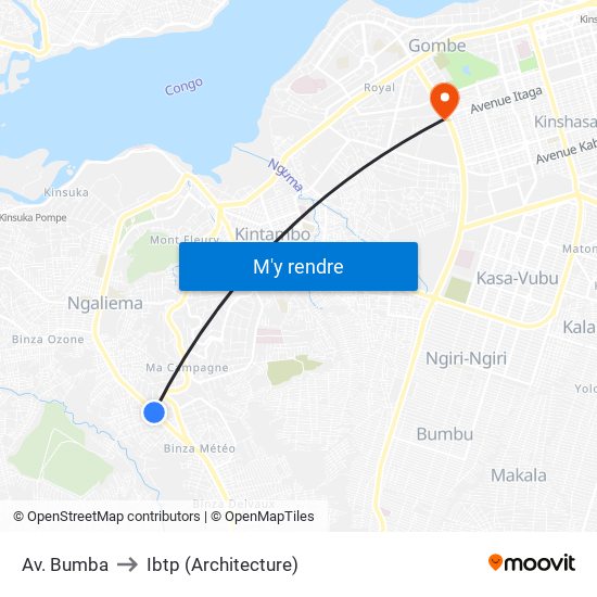Av. Bumba to Ibtp (Architecture) map