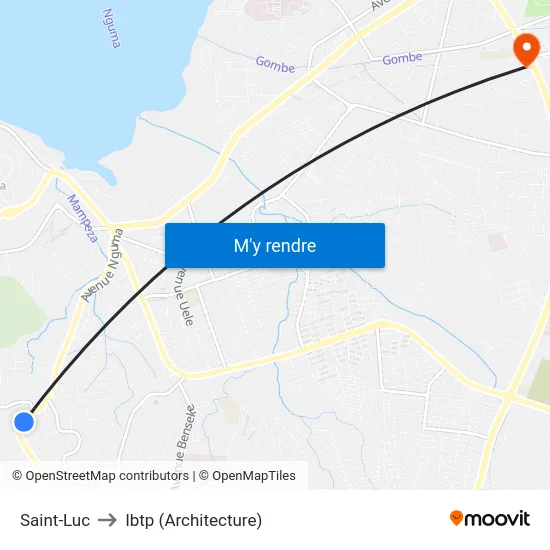 Saint-Luc to Ibtp (Architecture) map
