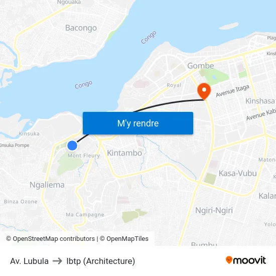 Av. Lubula to Ibtp (Architecture) map