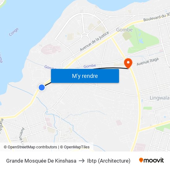 Grande Mosquée De Kinshasa to Ibtp (Architecture) map