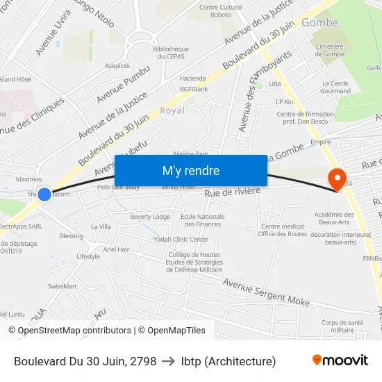 Boulevard Du 30 Juin, 2798 to Ibtp (Architecture) map