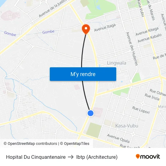 Hopital Du Cinquantenaire to Ibtp (Architecture) map