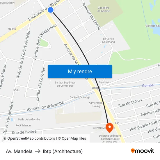 Av. Mandela to Ibtp (Architecture) map