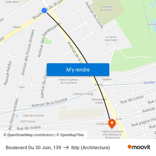 Boulevard Du 30 Juin, 139 to Ibtp (Architecture) map